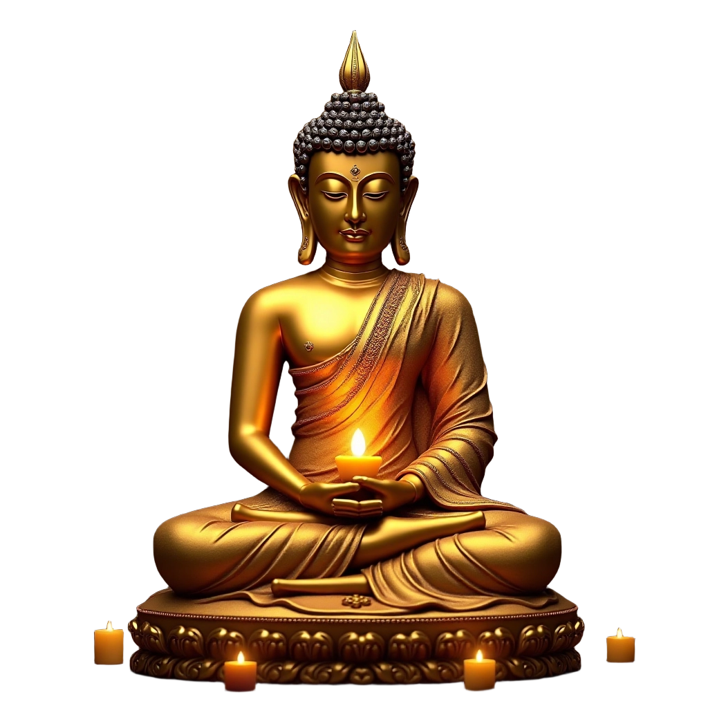 Golden Buddha Statue with Candles